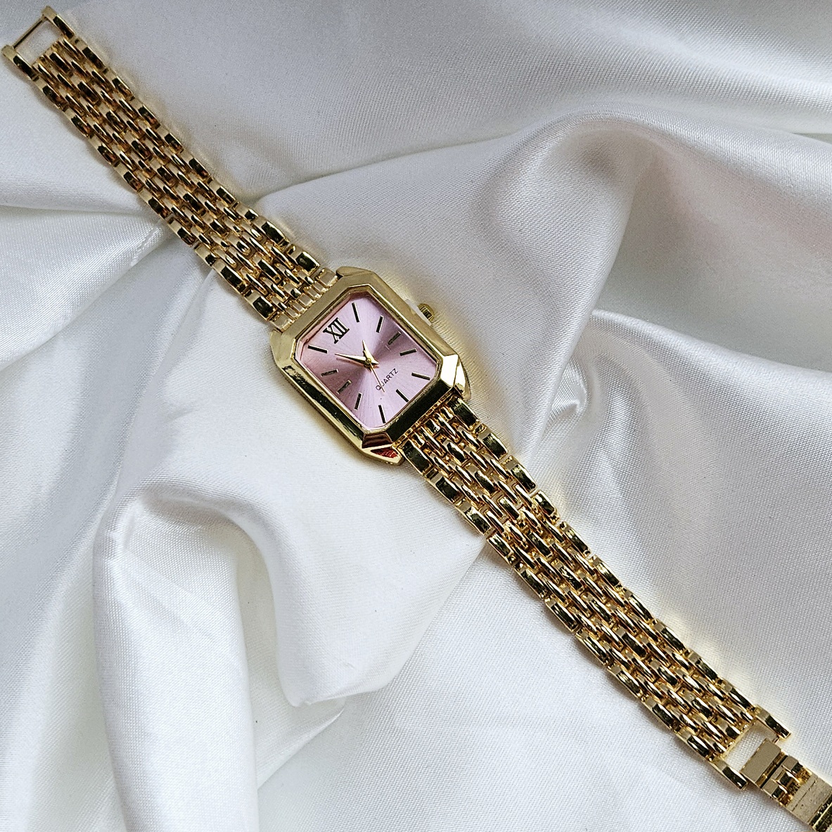 Užsegamas laikrodis auksas&rausva